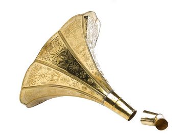 Aubaho Dekoobjekt Trichter Grammophon Horn goldfarben mit Verzierungen im antik Stil