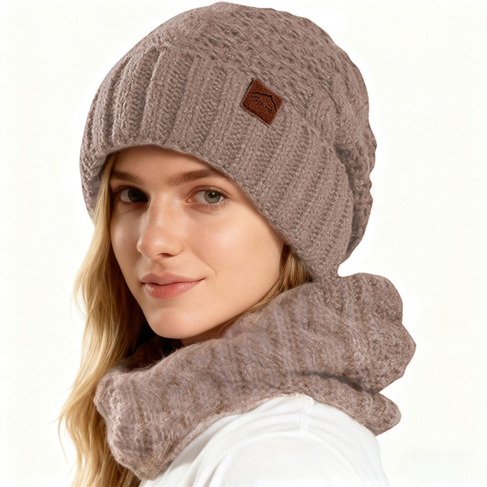 MODFU Strickmütze Damen Wintermütze und Schal Set Strickmütze (Warm gefütte günstig online kaufen