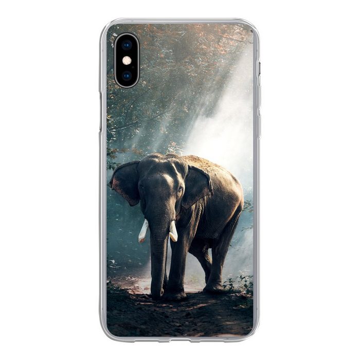 MuchoWow Handyhülle Elefant - Tiere - Licht - Wald - Natur - Wildtiere Handyhülle Apple iPhone Xs Max Smartphone-Bumper Print Handy