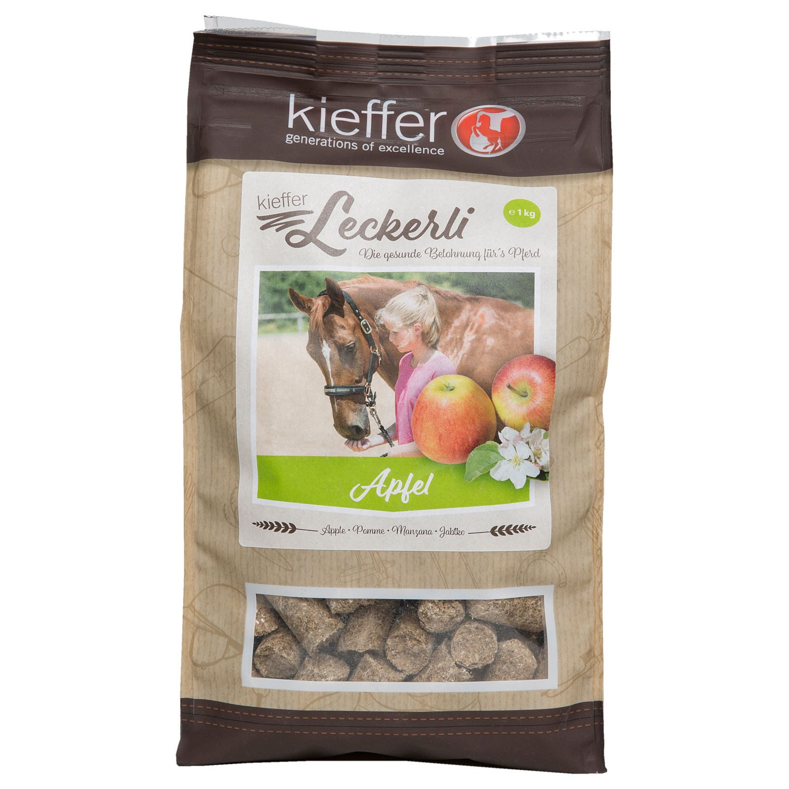 Kieffer Leckerli Apfel, natürlicher Leckerbissen für Pferde, 1 kg, Snack für: Pferd