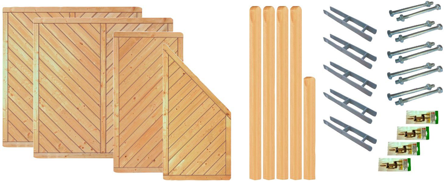 Tetzner & Jentzsch Dichtzaun Chicago 1, (Set), 4 Elemente, LxH: 585x180 cm