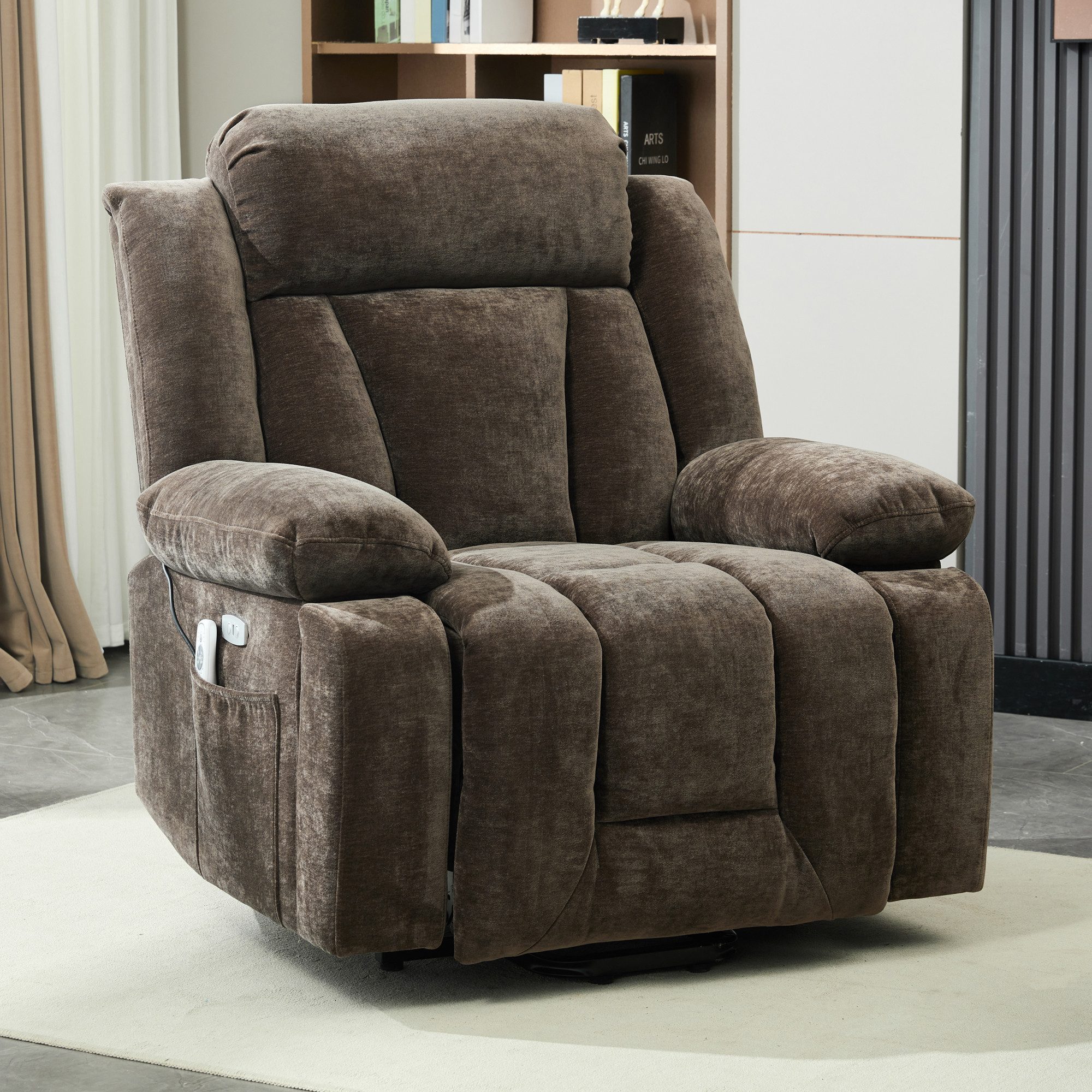 REDOM Relaxsessel 95x94x107 cm Funktionssessel für das Kinoerlebnis daheim (1-St., Mit Hebefunktion, Massage, USB, Getränkehaltern & praktischem Stauraum), Stoffbezug für langanhaltenden Komfort bei Serien oder Entspannung