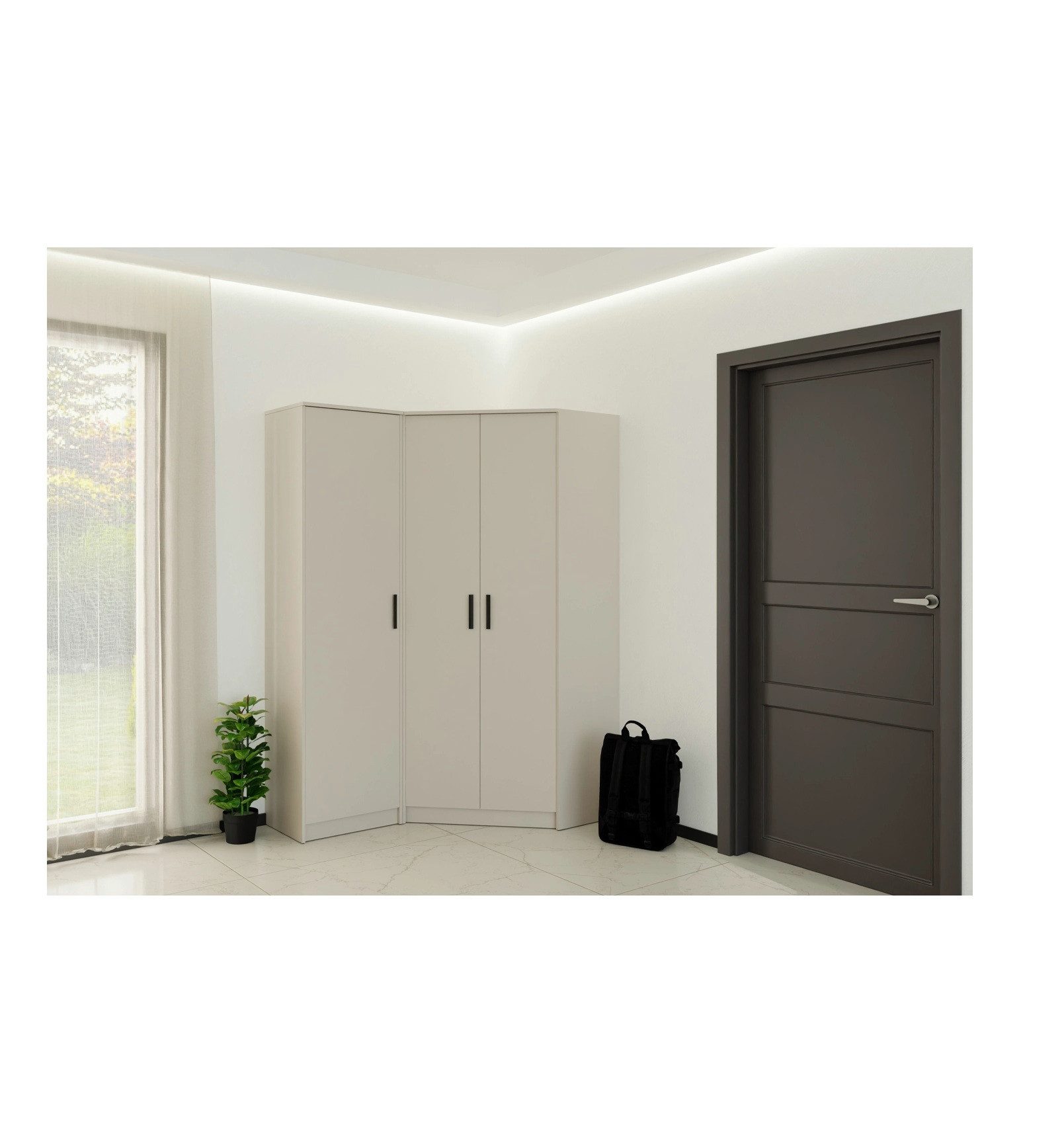 Marmex Möbel Eckkleiderschrank Grant SET 43C Mehrzweckschrank-Set Drehtürenschrank (2-St) ausziehbare Kleiderstange, Soft-Close-Funktion, Ankleidezimmer