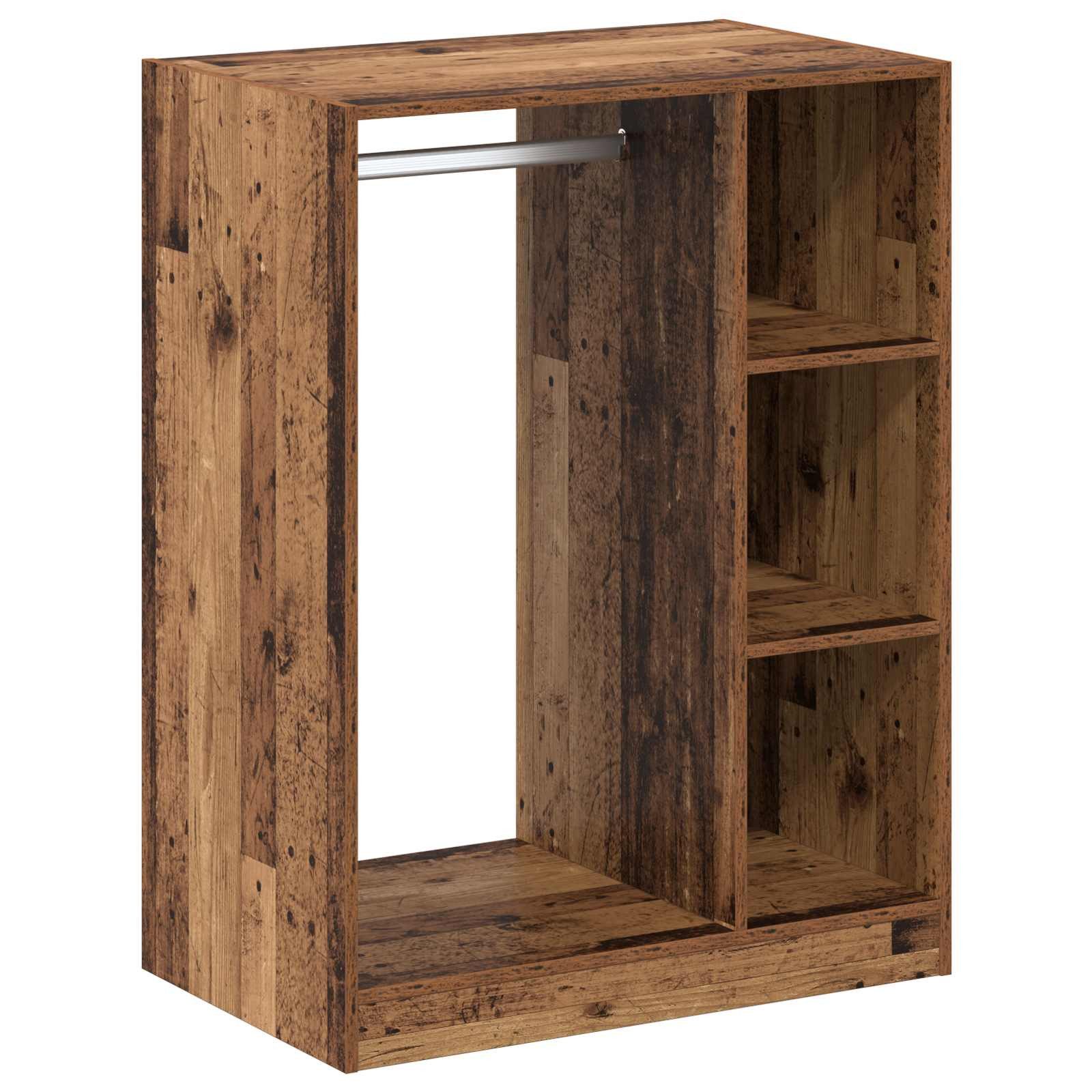 vidaXL Kleiderständer Kleiderschrank mit Regal mit Speicher Altholz 77 x 48 x 102 cm, (1 St)