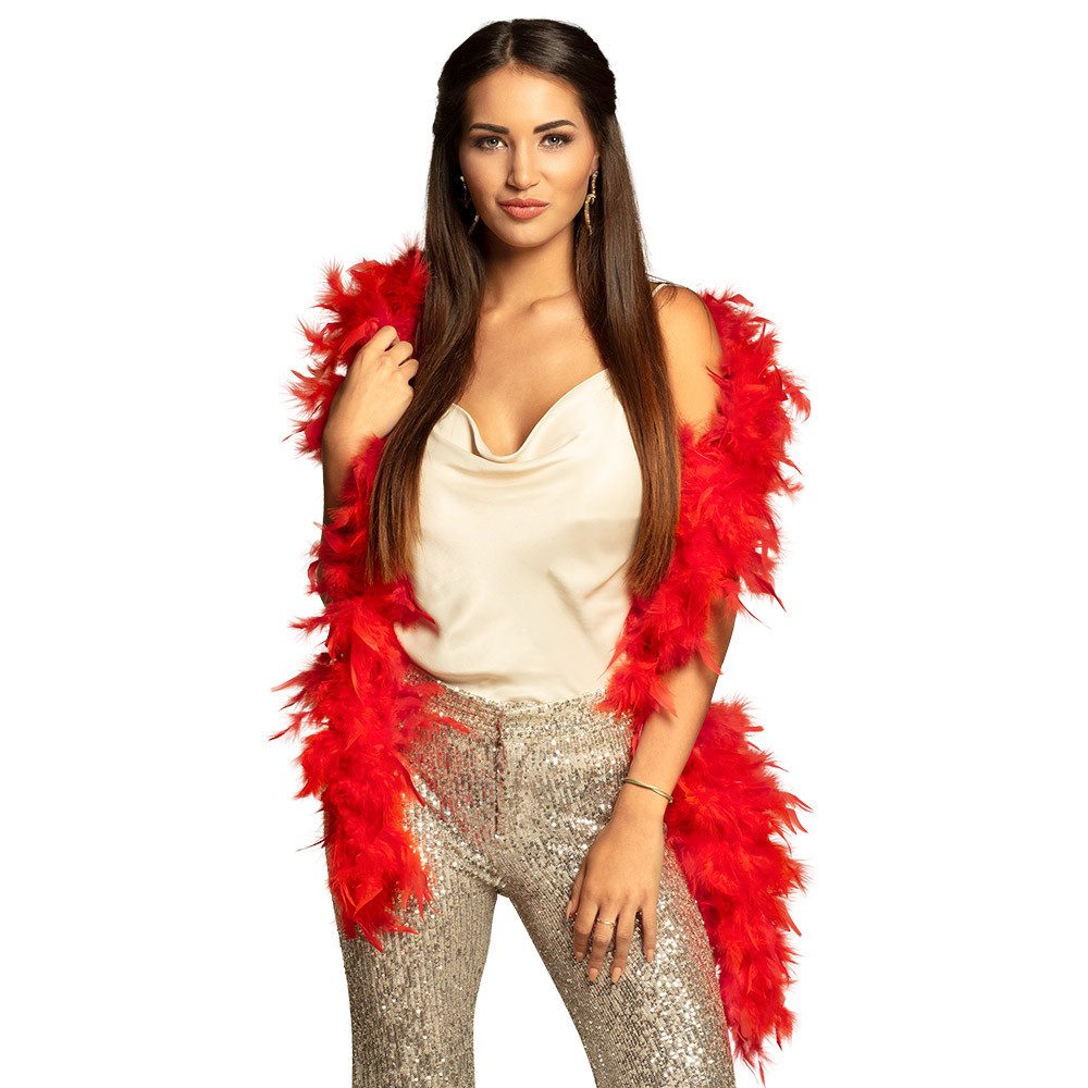 Boland Kostüm Federboa Unifarben 180 cm - 50g, Rot