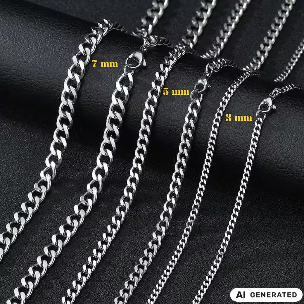 Ware aus aller Welt Panzerkette Halskette aus Edelstahl Breite: 3, 5 und 7mm Länge: 40, 50 und 60 cm
