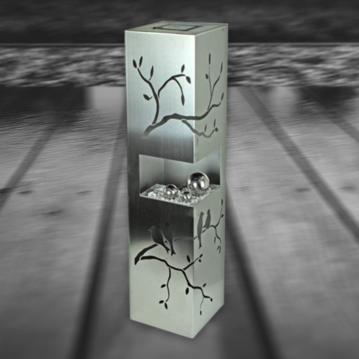 colourliving Dekosäule LED Edelstahlsäule Garten Gartensäule Dekosäule 100 cm mit Kugeln, inkl. Ein-/Ausschalter, inkl. Dämmerungssensor