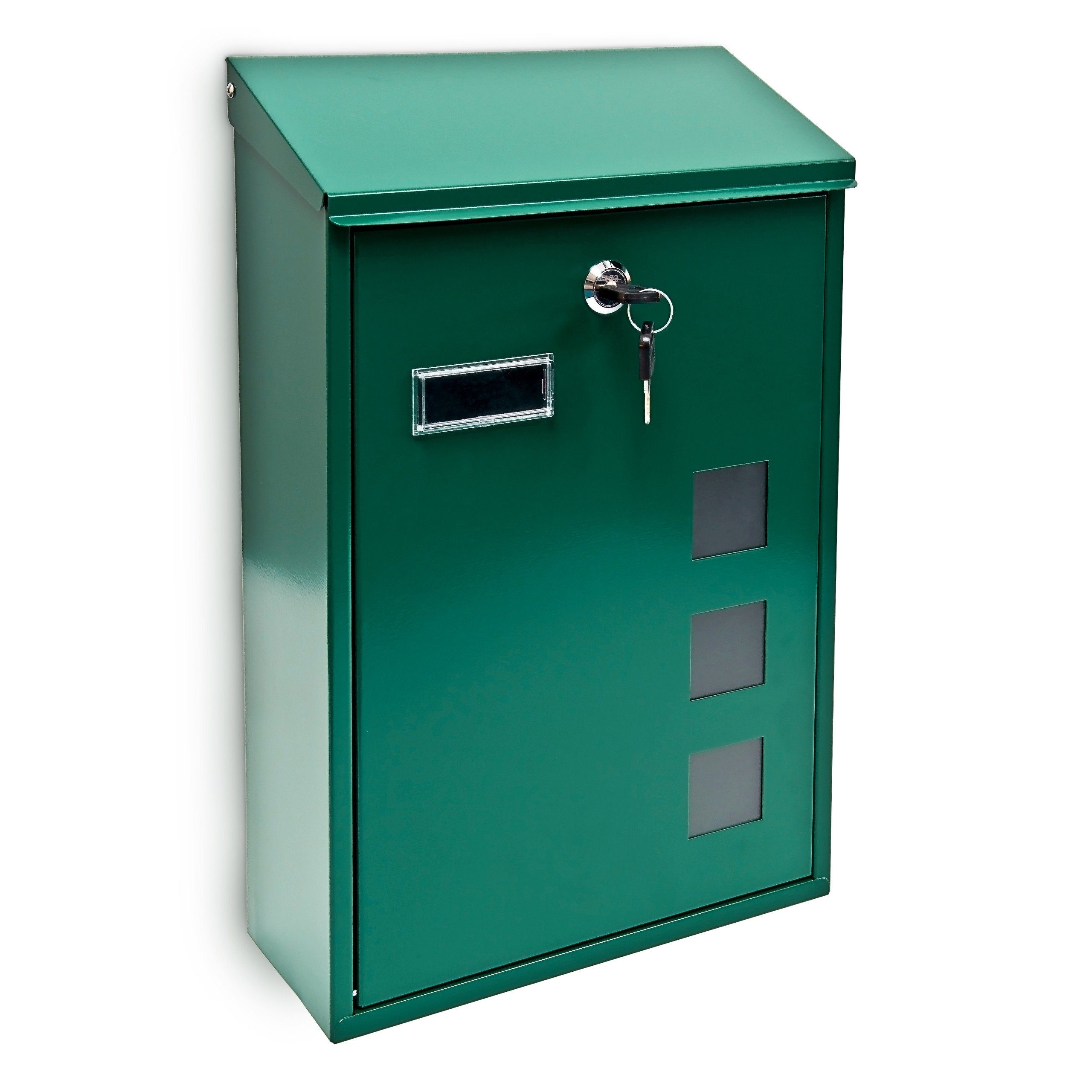 Briefkasten Transparent Briefkasten Dunkelgrün Farbauswahl, Grün Fenster 3 relaxdays