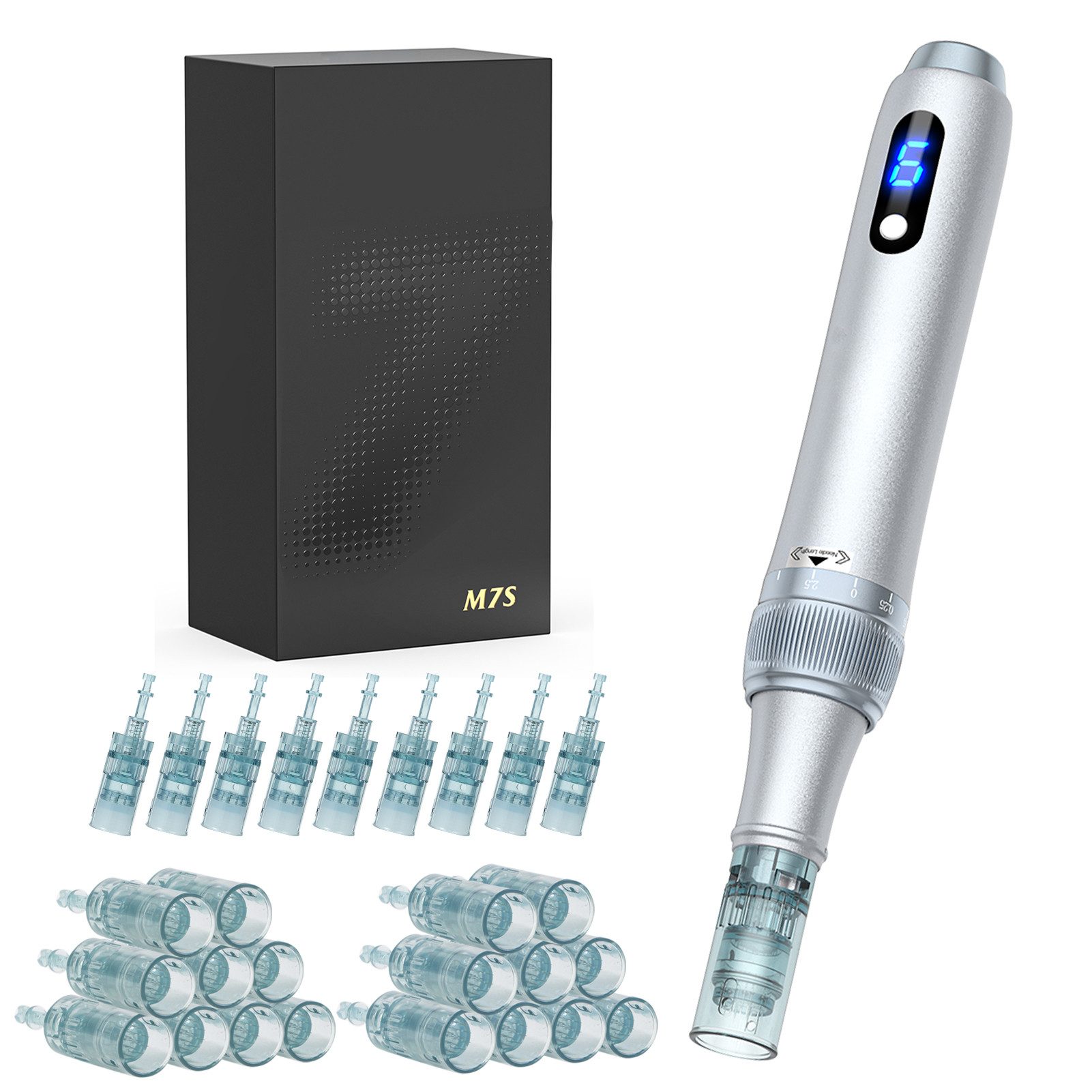 GARRYFIZH Dermaroller Microneedling Pen Derma Pen 27 Nadelköpfe Needling Pen, Peeling, Entfernung von Sommersprossen, Gesichtspflege