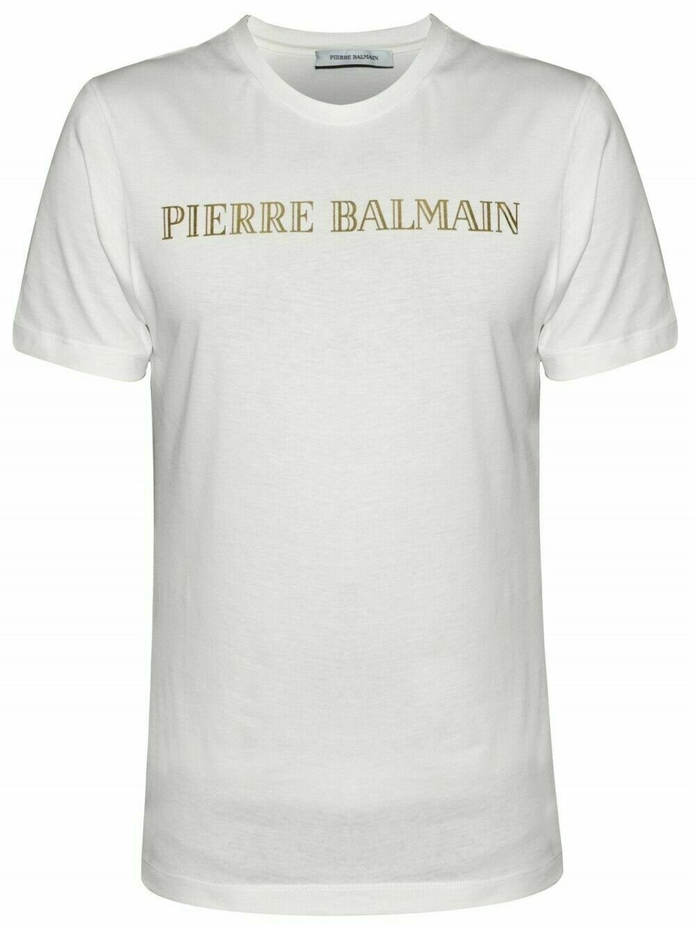 Balmain T-Shirt PIERRE BALMAIN MENS ICONIC CULT OFF-WHITE LOGOSHIRT LOGO SHIRT T-SHIRT