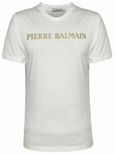Balmain T-Shirt PIERRE BALMAIN MENS ICONIC CULT OFF-WHITE LOGOSHIRT LOGO SHIRT T-SHIRT