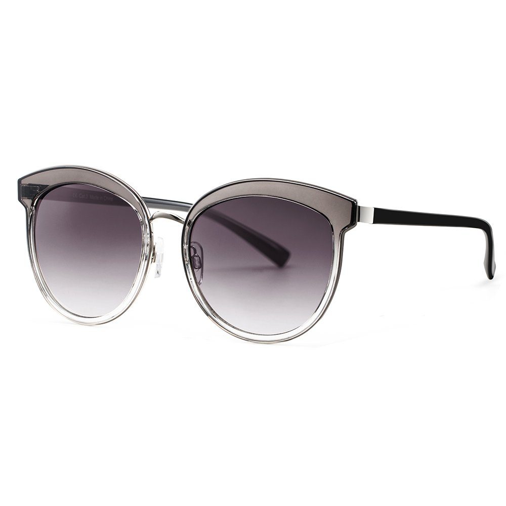 GlobaLink Sonnenbrille Fliegerbrille Damen Retro UV400-Schutz Grau Stil