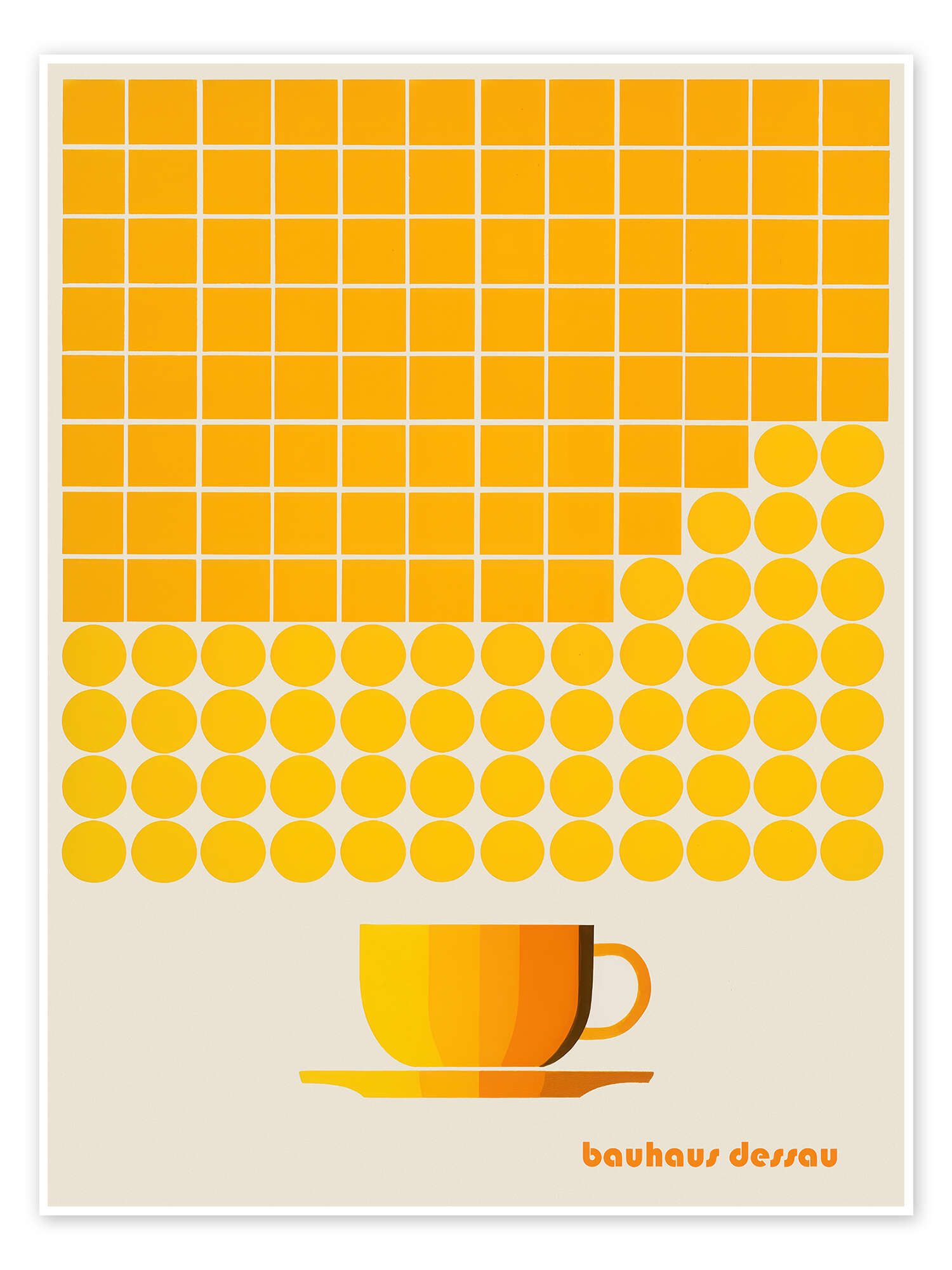 Posterlounge Wandbild Gelbe Bauhaus Kaffeetasse, Frank Daske, erhältlich als Poster, Leinwandbild, Wandsticker oder Acrylglasbild