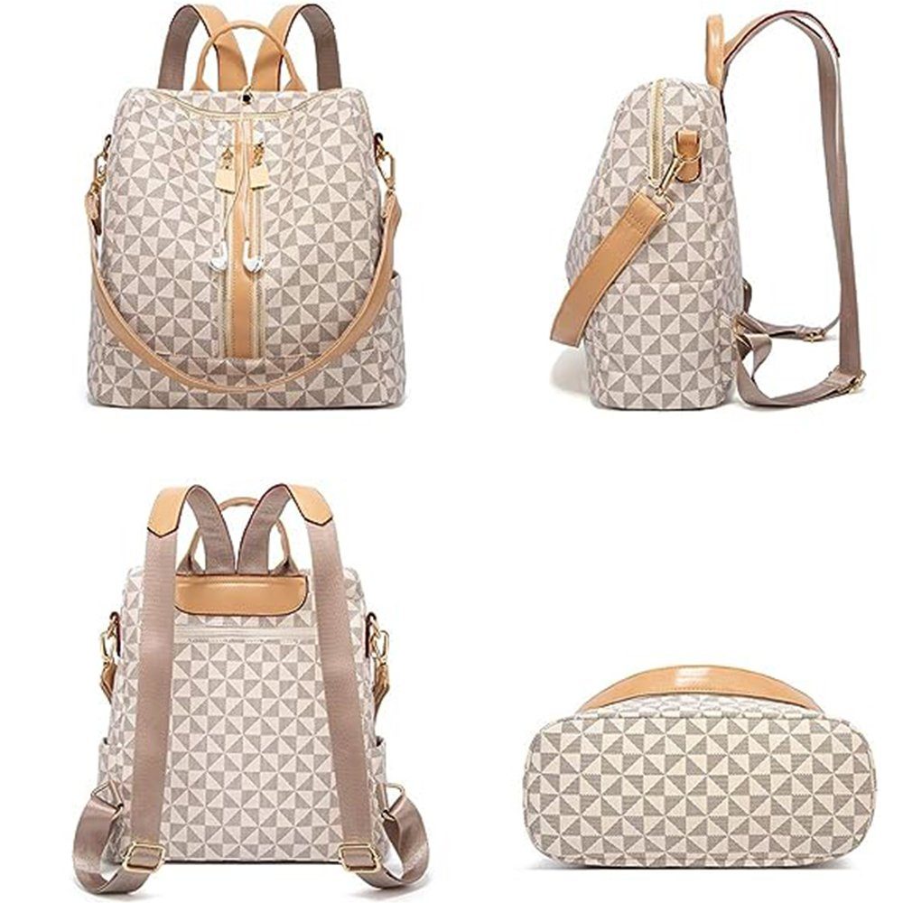 OKWISH Beige 20x11 Schule Lederrucksäcke Teenager Jungen cm Vintage, Schulrucksack Lederrucksack Tasche, Business Freizeit Laptoprucksack Arbeit Laptop Reisen Rucksack), Leder Handtasche, Damen Rucksack für (32x32x14 Notebook cm Reiserucksack Schultertasche, Herren mit