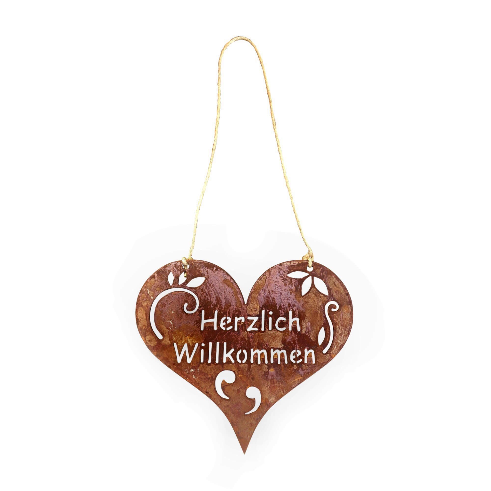 Dekoobjekt Herzlich Willkommen Schild Willkommensschild 26 cm