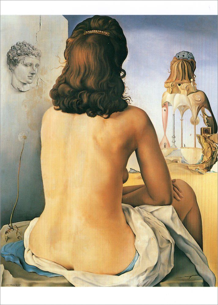 Postkarte Kunstkarte Salvador Dalí "Meine nackte Frau ihren eigenen Körper ..."