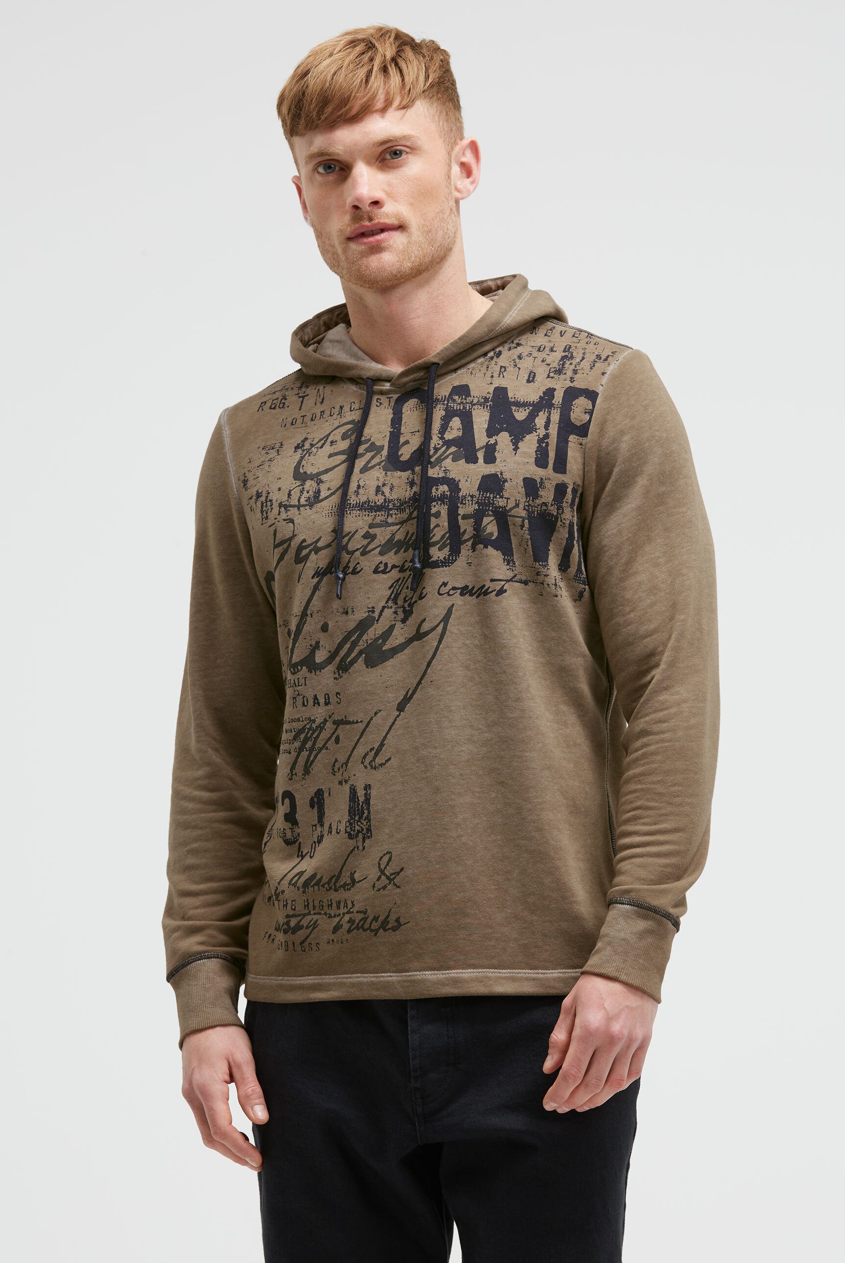 CAMP DAVID Kapuzensweatshirt mit Ausbrenner-Effekten