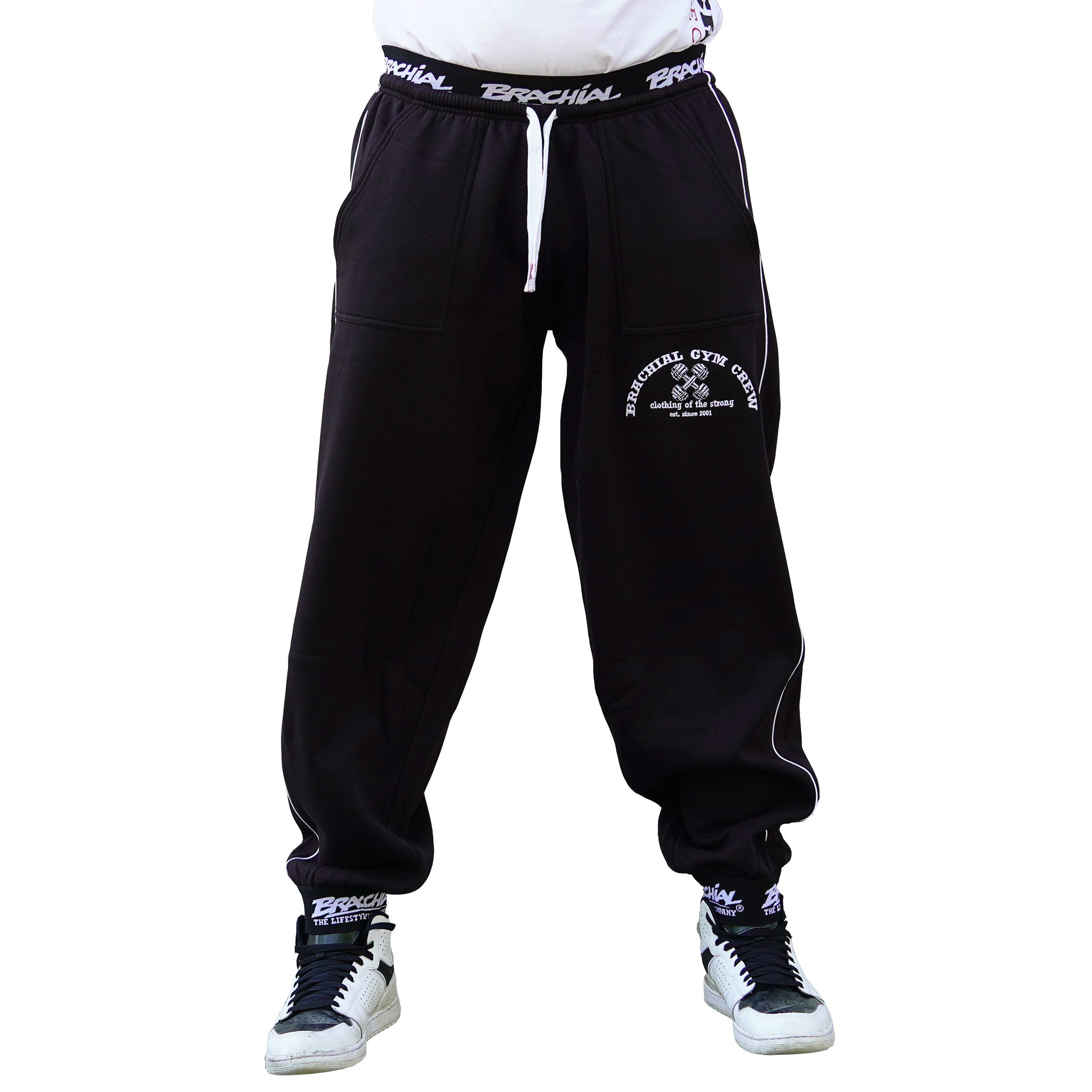 BRACHIAL THE LIFESTYLE COMPANY Sporthose Brachial Sporthose "Gym Crew" schwarz/weiss