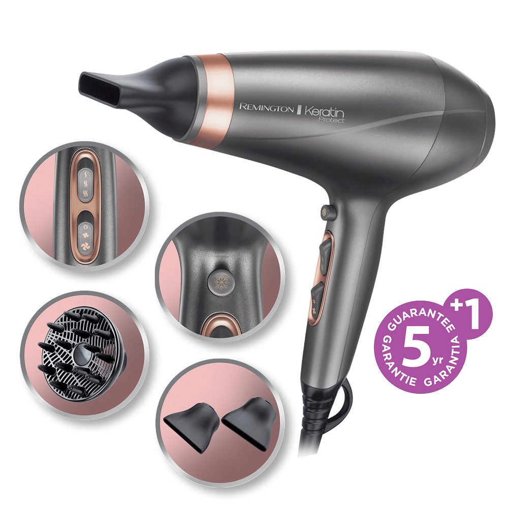 Remington Haartrockner AC8820 E51 Keratin Protect Dryer, 2200 W, Profi, mit Ionenpflege, Keratinbeschichtung, langlebigem AC-Motor – Bild 4 von 5