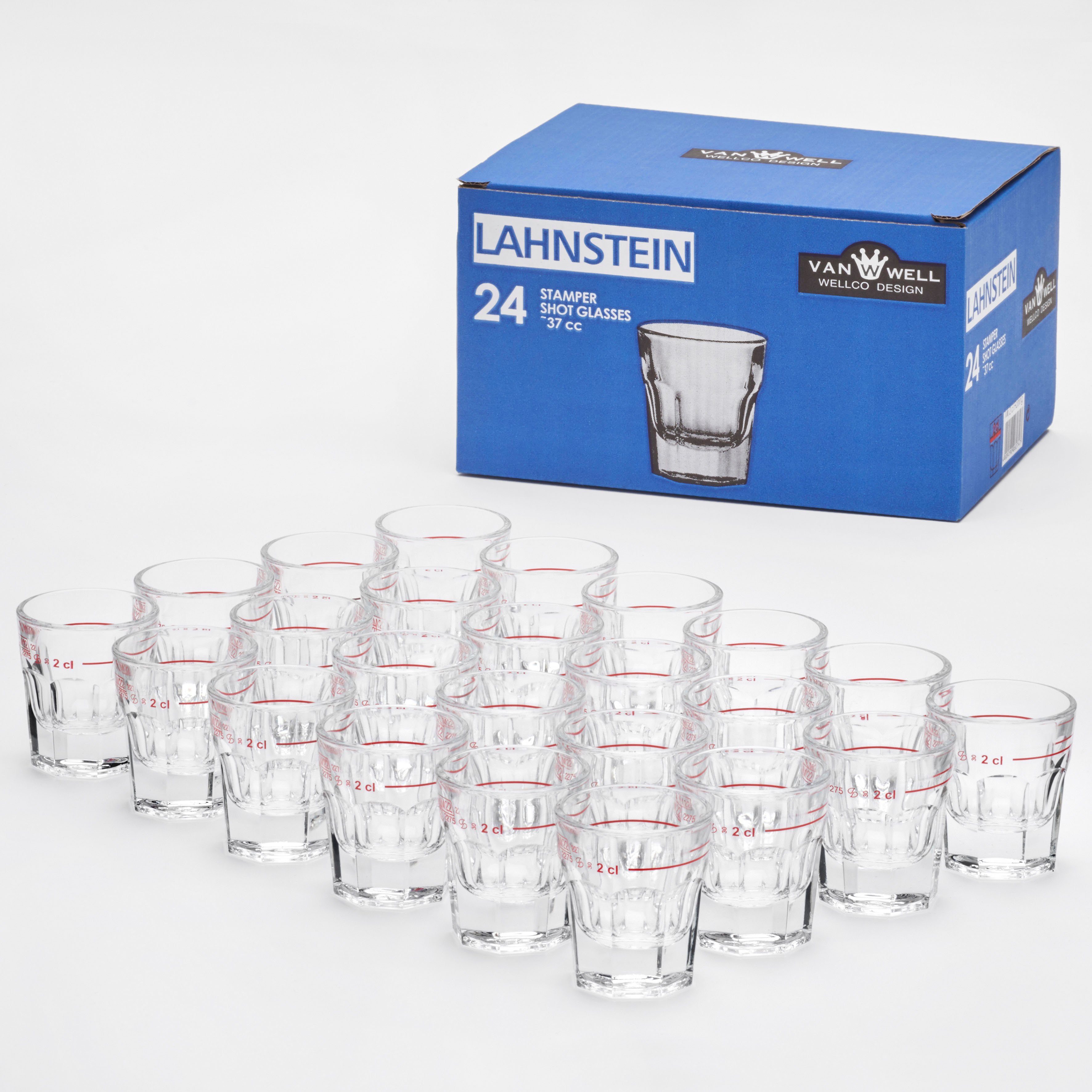 van Well Schnapsglas Lahnstein Rotring, 24-tlg., Glas, 0,2 L, geeicht, Spülmaschinengeeignet, Gastronomiequalität, 24-tlg.
