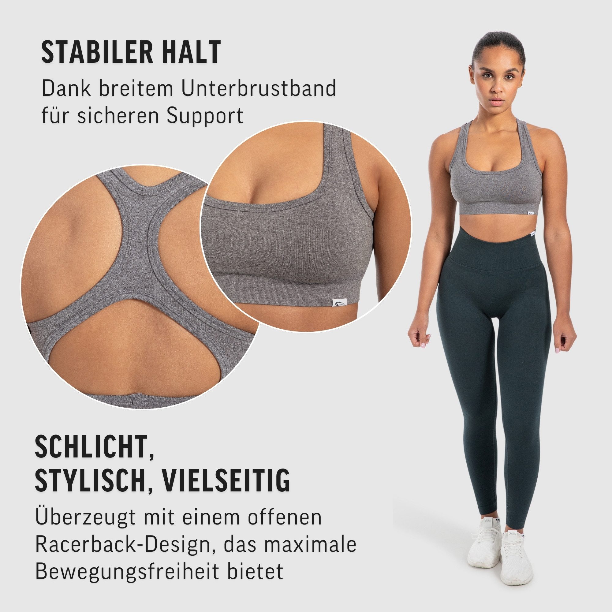 Smilodox Sport-BH Louisa, Blickdicht Rutschfester Sport Bra, Gerippter Stoff Top Shaped Fit ärmelloses Oberteil, Atmungsaktives Yoga Tank Top