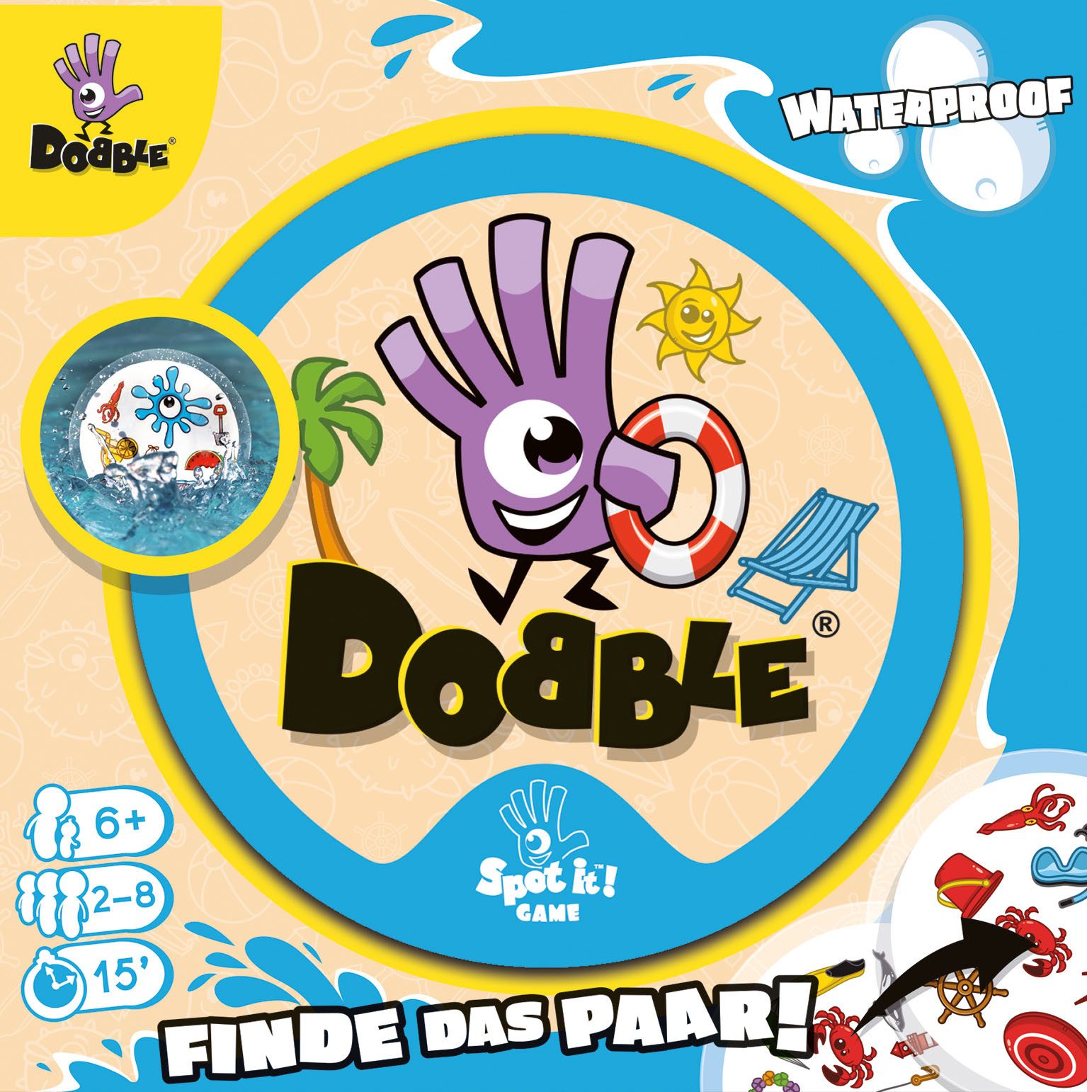 Asmodee Spiel Dobble Waterproof, Reaktionsspiel