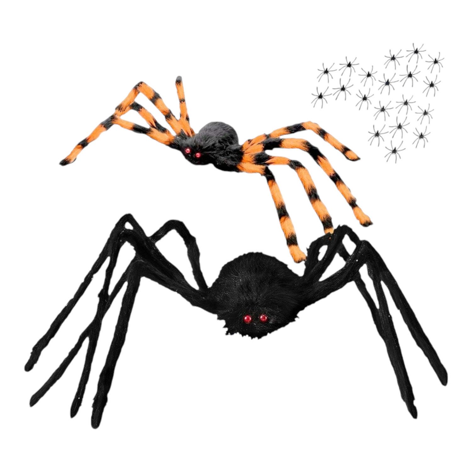 Mikamax Dekofigur XXL Spinnen Halloween Hausdekoration mit 2 großen und 20 kleinen