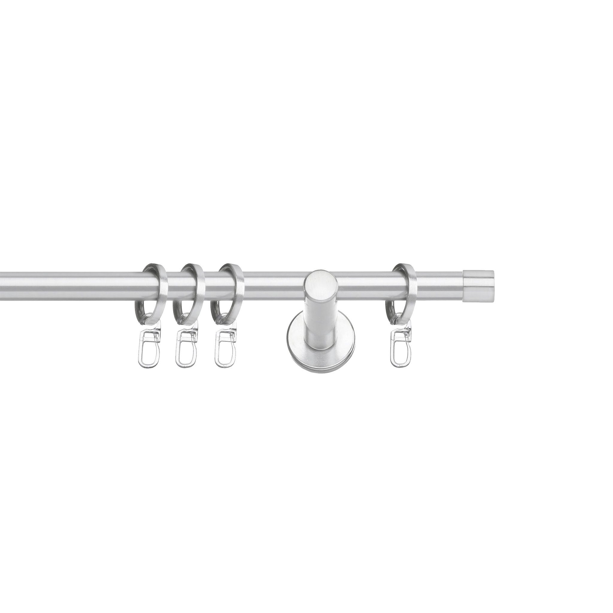 Gardinenstange Stilgarnitur Zug, SN DECO GROUP, Ø 25 mm, 1-läufig, fixmaß, Verschraubt, Stahl, Komplettset mit Ringen