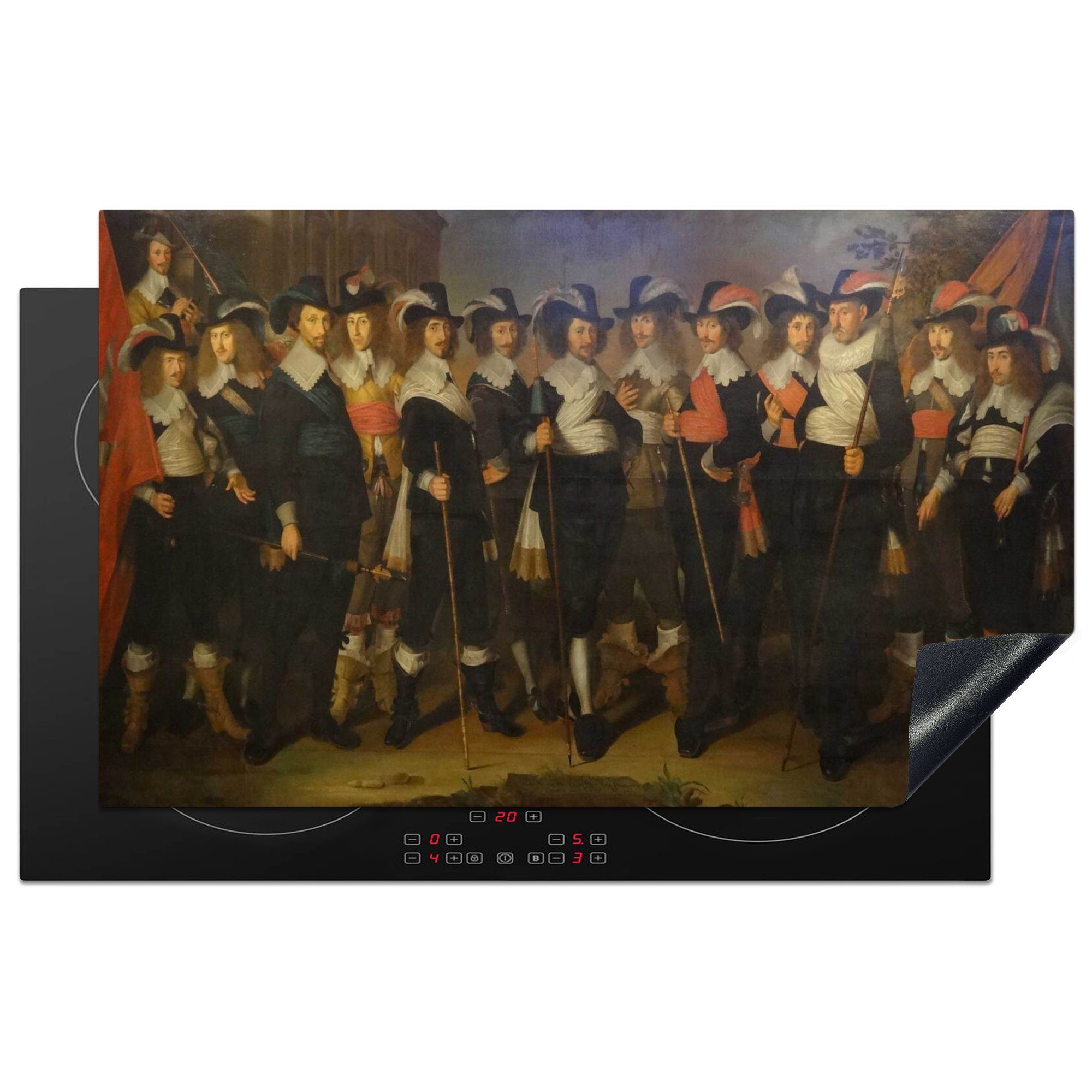 MuchoWow Herdblende-/Abdeckplatte Scharfschützenstück - Gemälde von Wouter Crabeth II, Vinyl, (1 tlg), 83x51 cm, Ceranfeldabdeckung, Arbeitsplatte für küche