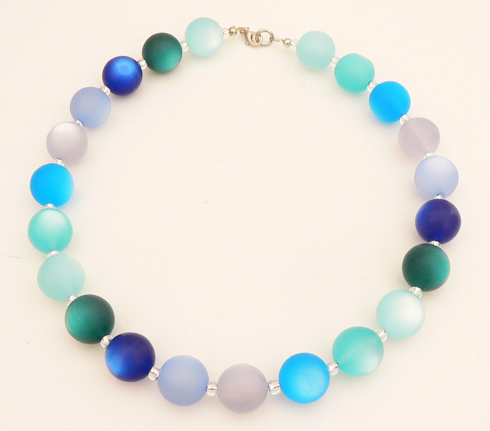 traumschmuck Collier 442z Halskette seidenmatte Perle groß Blautöne (inkl Schmuckbox), Made in Germany, handgefertigt