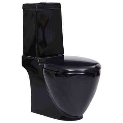 vidaXL Tiefspül-WC Keramik-Toilette Abgang Horizontal Schwarz