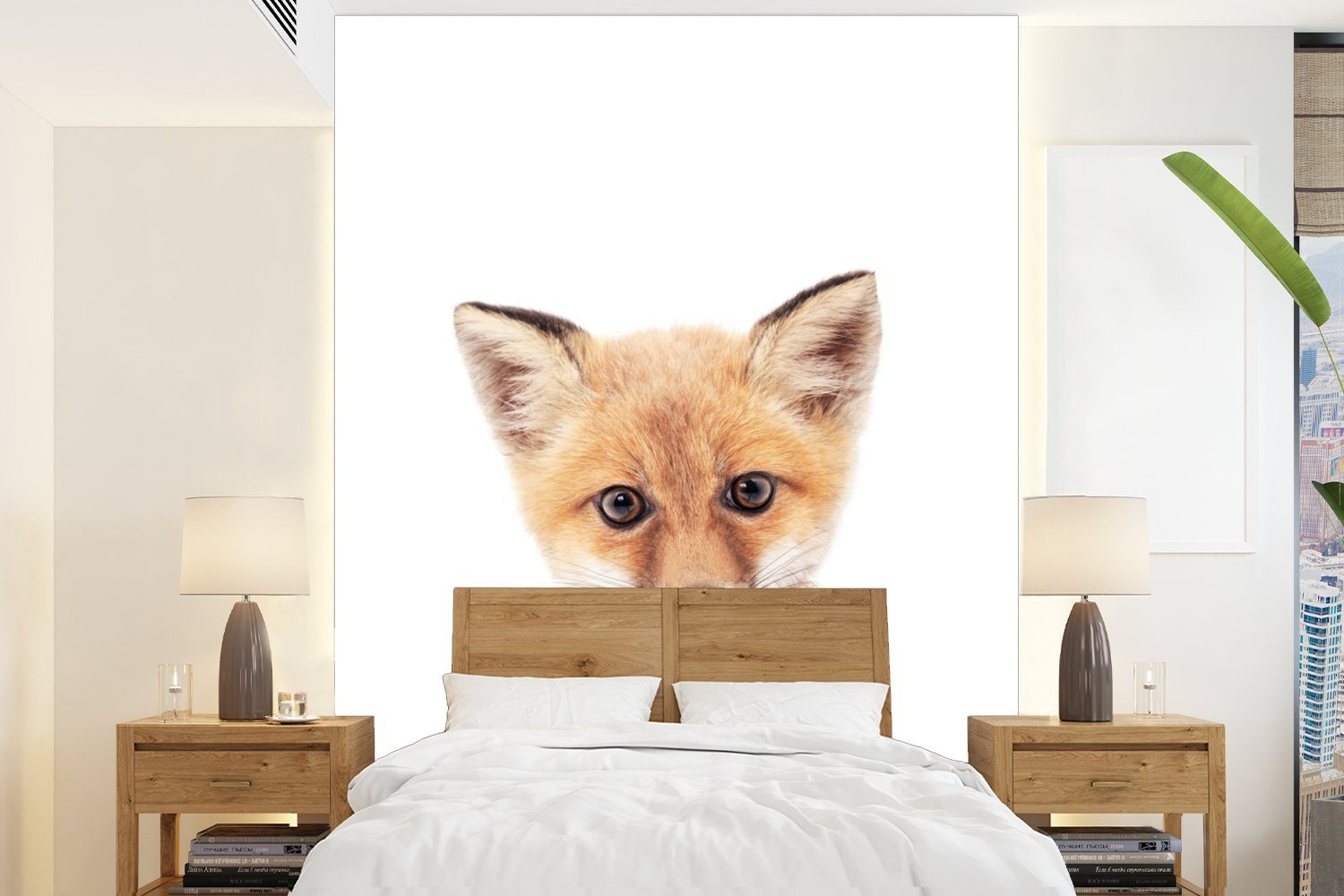 MuchoWow Fototapete Fuchs - Tiere - Orange - Natur, Matt, bedruckt, (4 St), Montagefertig Vinyl Tapete für Wohnzimmer, Wandtapete