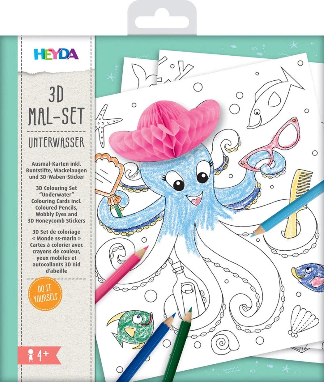 Heyda Spiel 3D Mal-Set Unterwasserwelt - Kreatives Abenteuer für unterwegs