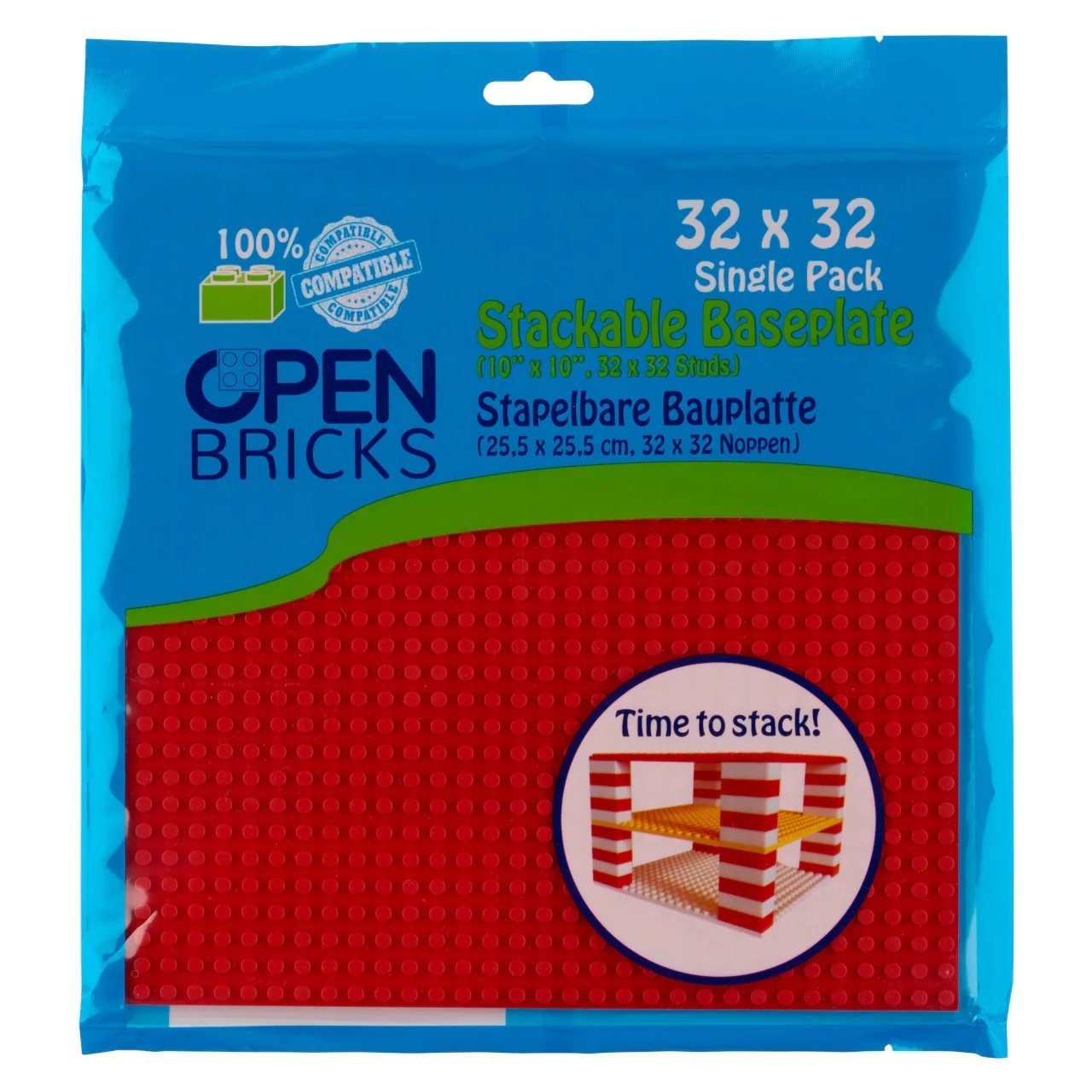 Open Bricks OpenBricks Baseplate 32x32 red Konstruktionsspielsteine