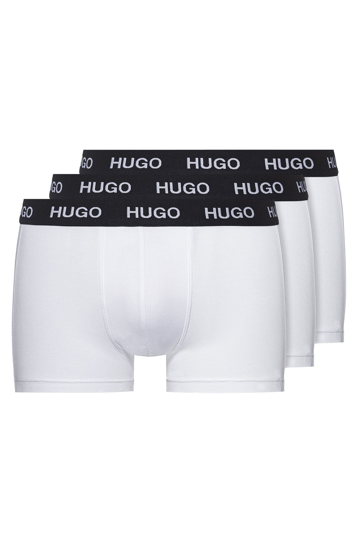 HUGO Trunk Men (3-St., Unterhose Herren 3er-Pack) White Boxer im (100) kurzes 3er-Pack Stretch Cotton Bein