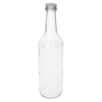 MamboCat Einmachglas 12er Set Geradhalsflasche 500 ml + Schraubverschluss Deckel Silber, Glas