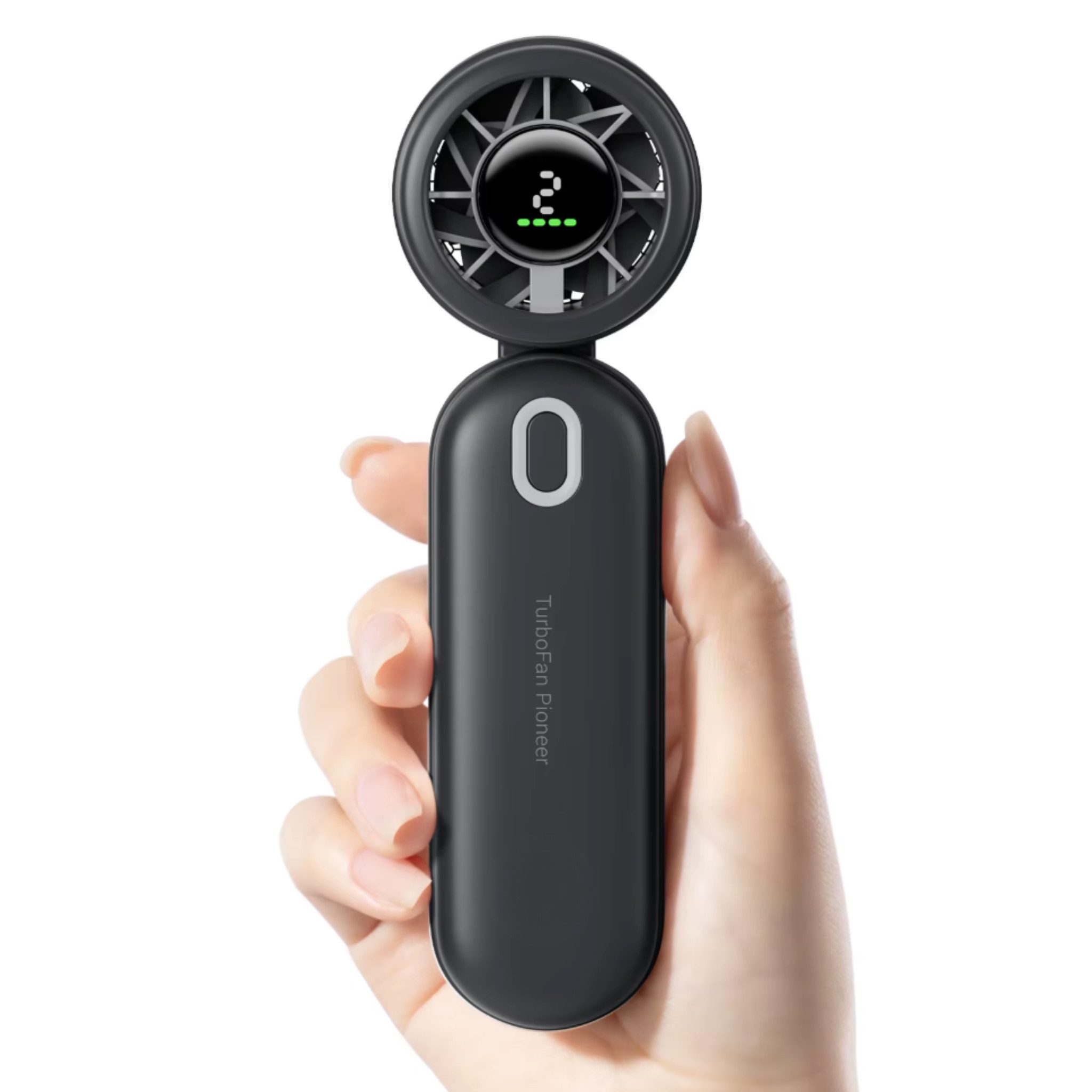 HS.SUPPLY Handventilator Handventilator 3-in-1 4000mAh Akku USB-C LED 5 Stufen, 5,6 cm Durchmesser, 3-in-1 Ventilator mit 4000 mAh Akku und LED-Display