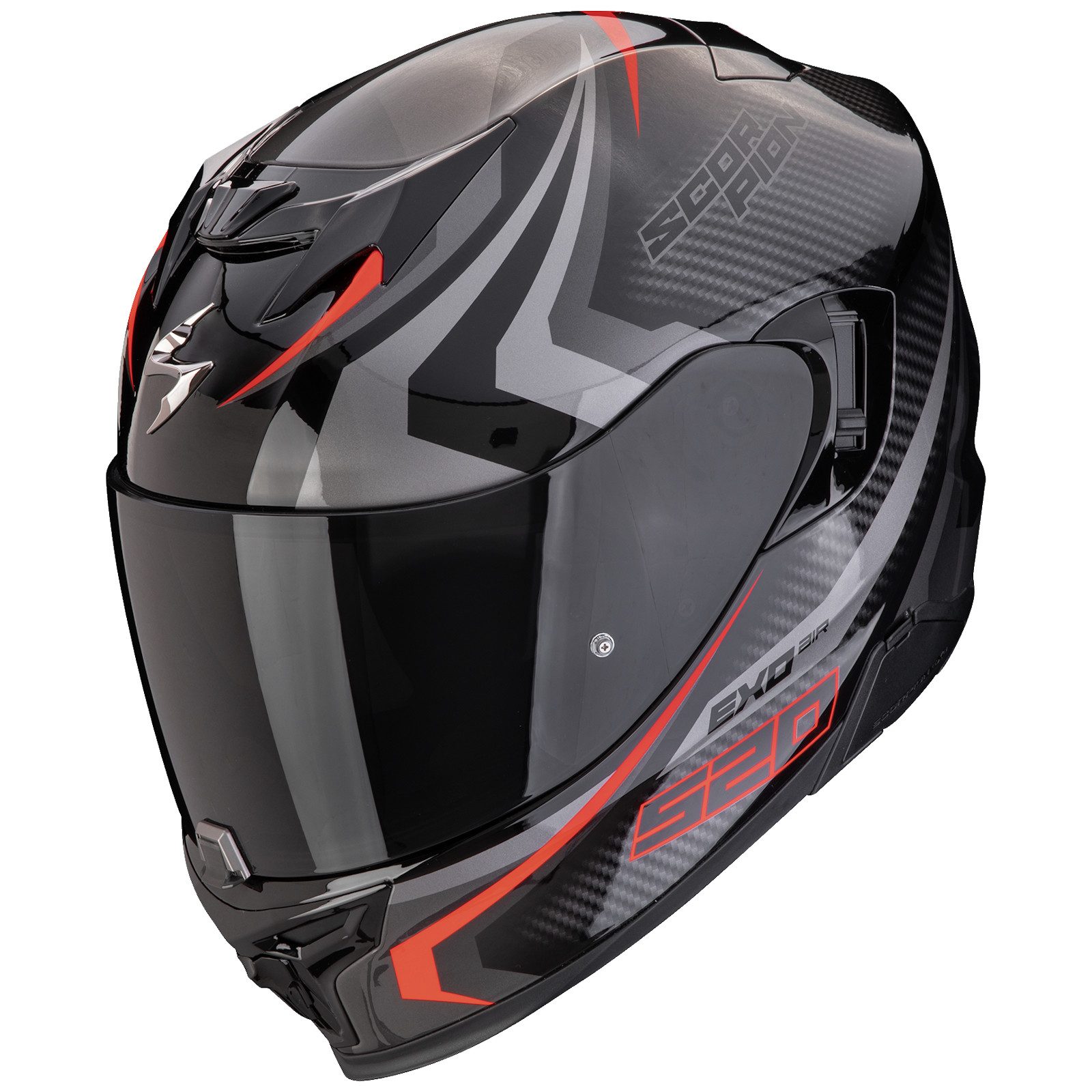 Motorradhelm Scorpion Exo-520 Evo Air Helm Terra Schwarz / Silber / Rot