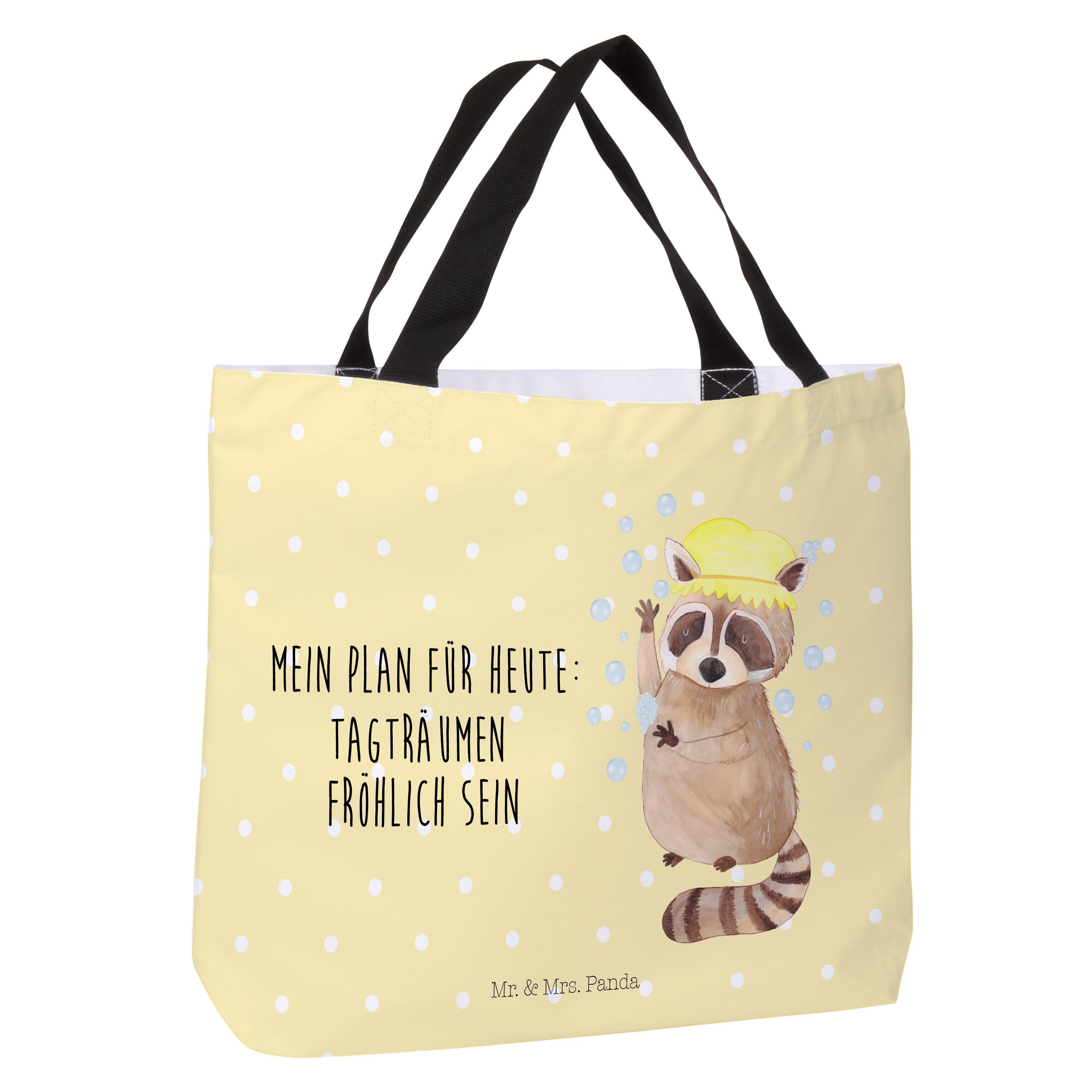 (1-tlg) Pastell - Mr. Shopper Seifenblasen, & Plan, Geschenk, Panda Sprüc Waschbär - Mrs. lustige Gelb