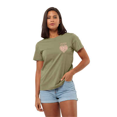 Jack Wolfskin T-Shirt DISCOVER HEART T W klassisches Grafik-T-Shirt aus weicher Bio-Baumwolle