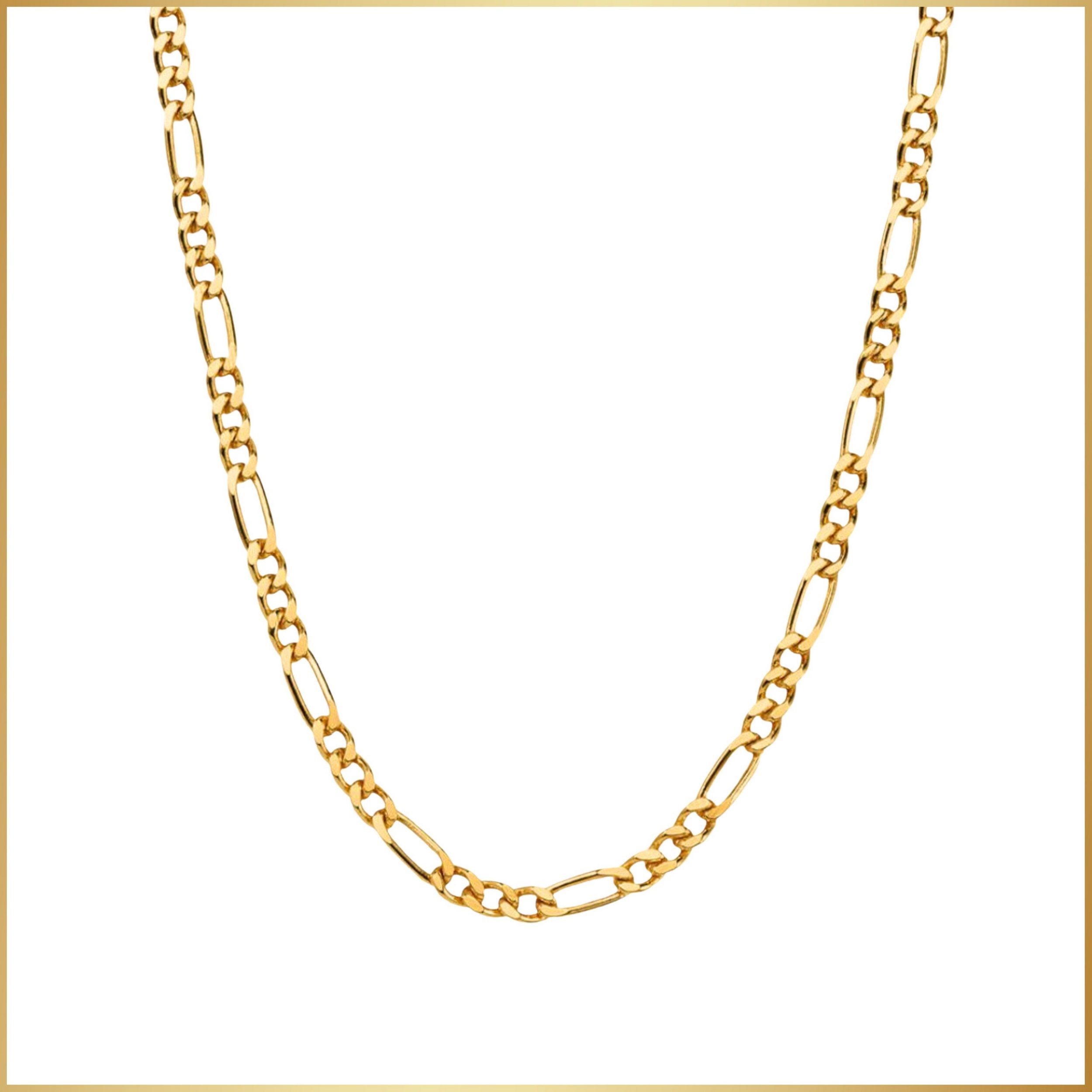 GOLDKLEIN Goldkette 14 Karat Gold Figaro Stil 585 Echtgold 45cm-55cm Halskette, Damen Herren, inkl. Schmuckbox - Angebot bis 30.06.2025!