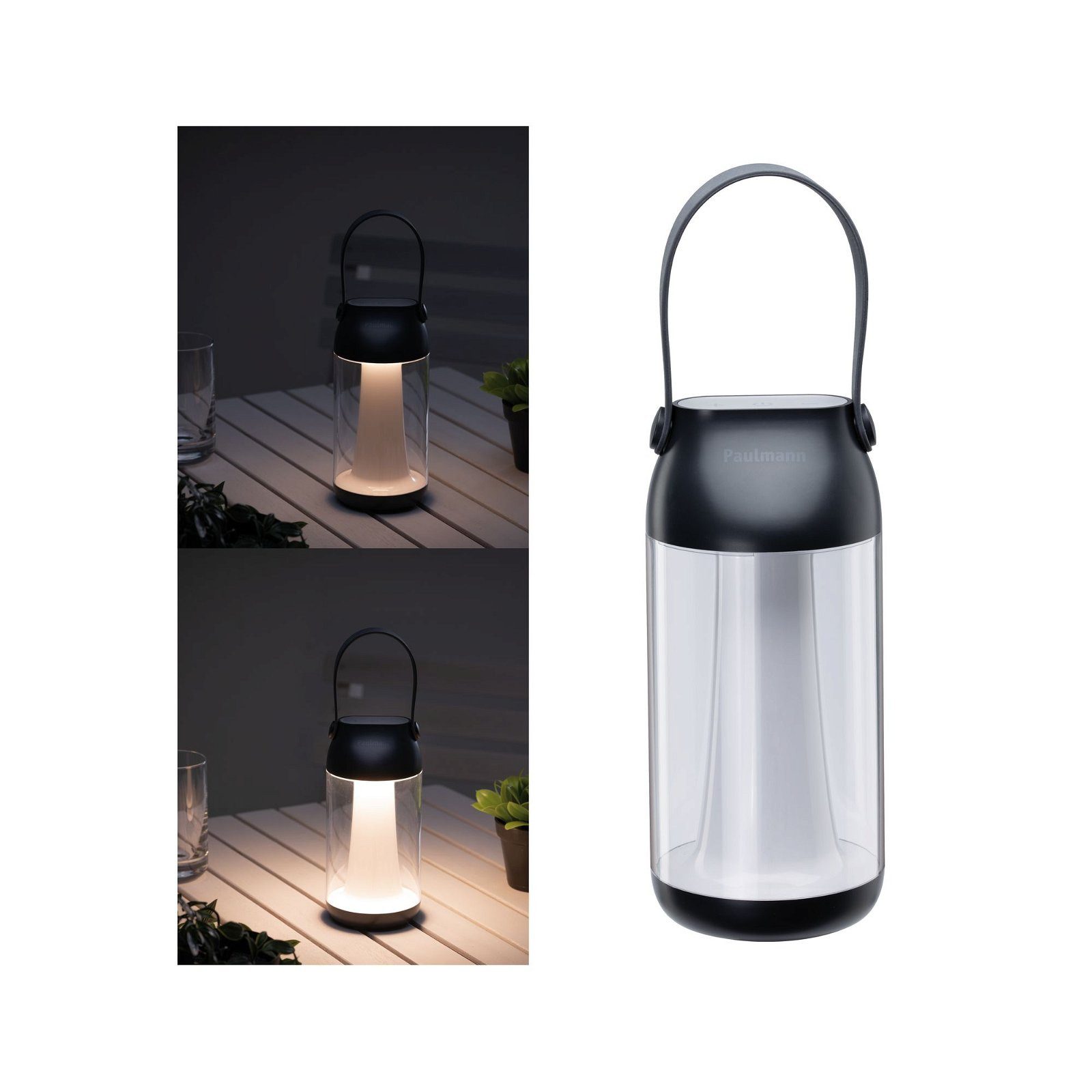 Paulmann LED Außen-Tischleuchte Akkuleuchte Cupulino IP44 3000K Transparent, Anthrazit, LED fest integriert, Warmweiß, dimmbar – Bild 5 von 5