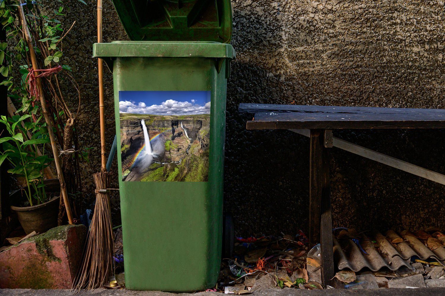 St), (1 Park Mülleimer-aufkleber, in Sticker, Abfalbehälter im Jasper Mülltonne, Container, National Wandsticker MuchoWow Regenbogen Kanada