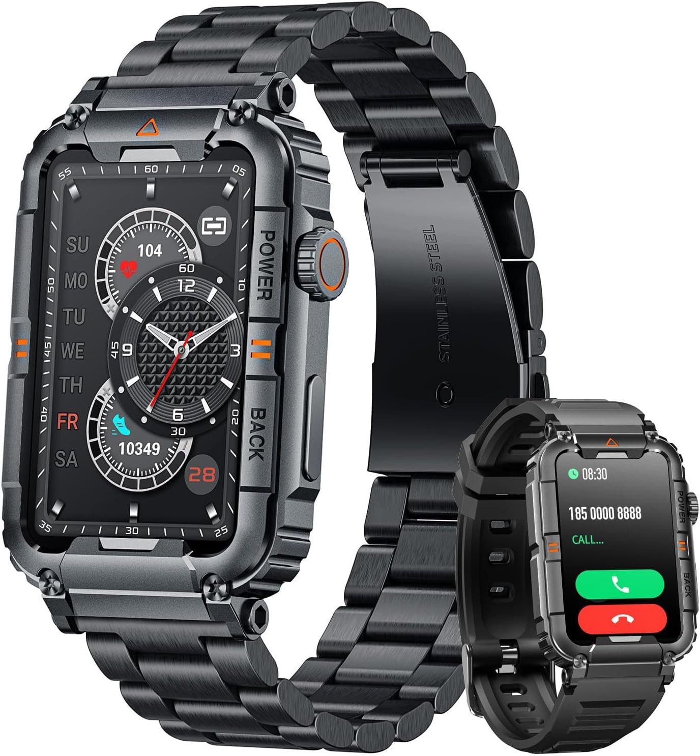 Motsfit Smartwatch (3,9 cm, android ios), Smartwatch Herren mit 1.57" HD Display, Bluetooth Anrufen
