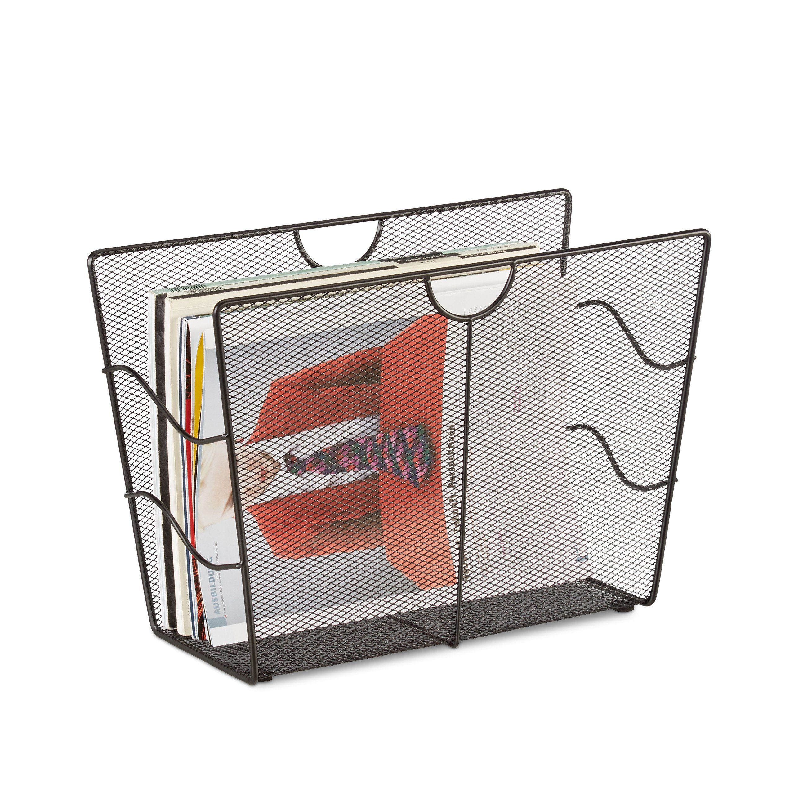 relaxdays Zeitungsständer Mesh, schwarz günstig online kaufen