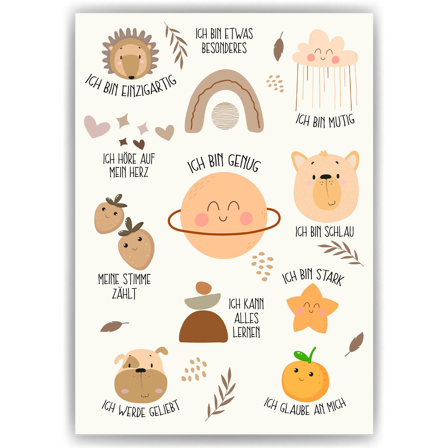 Tigerlino Плакат Affirmationsposter Geschenk zum Schulanfang positive Affirmation