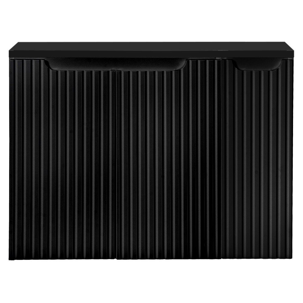 Lomadox Waschbeckenschrank NEWPORT-56-BLACK 80 cm Waschtisch-Unterschrank schwarz 40 cm tief Badschrank 3 Türen