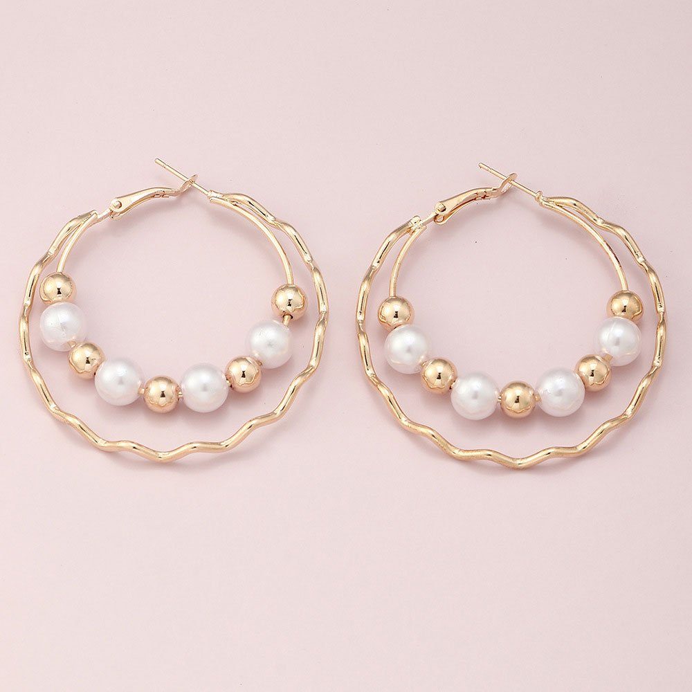 Geeignet Paar Double Bankette LAKKEC Ohrhänger und Large Partys Perlen-Braut-Ohrringe Damenschmuck, Earrings Hochzeiten, für Hoop