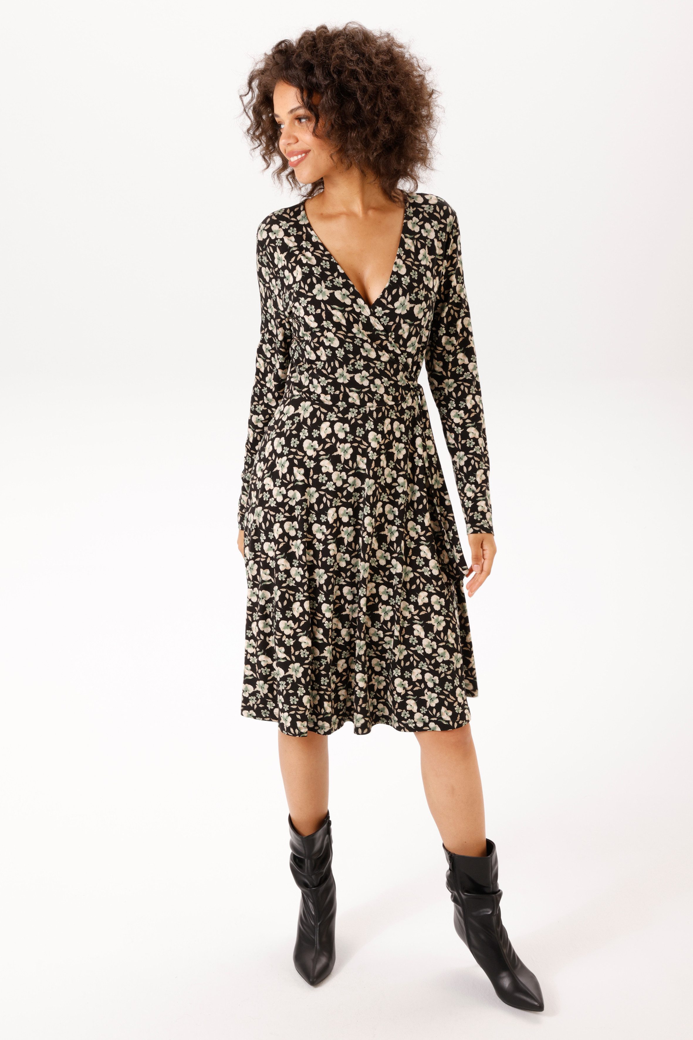 Aniston CASUAL Jerseykleid mit kleinen Blüten und Blättern bedruckt - NEUE KOLLEKTION – Bild 4 von 5