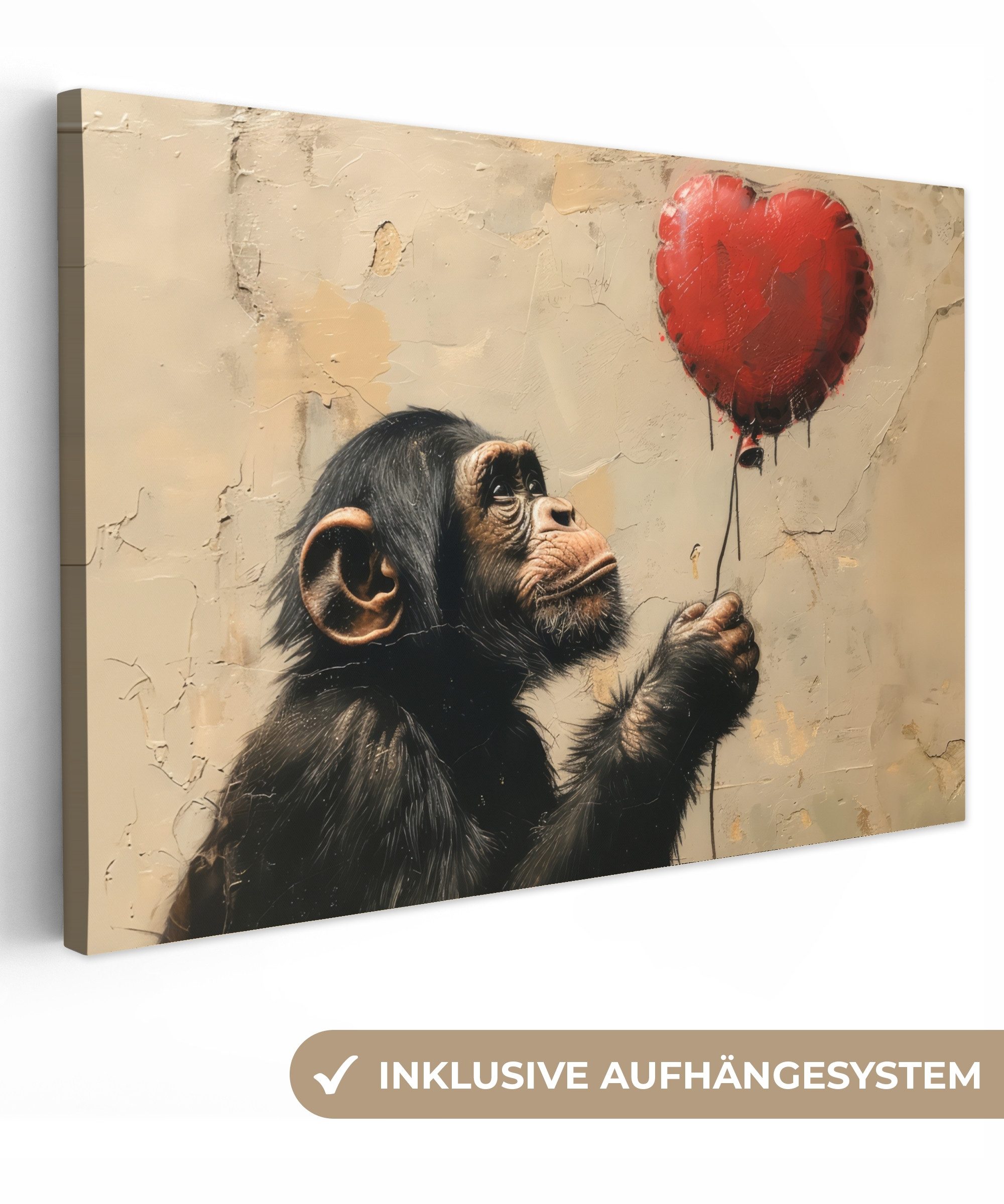 OneMillionCanvasses® Leinwandbild Straßenkunst - Schimpanse - günstig online kaufen